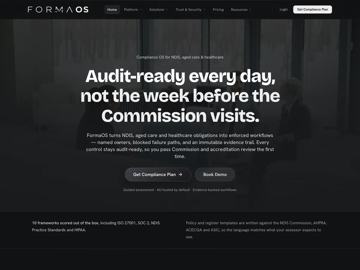 The FormaOS home page