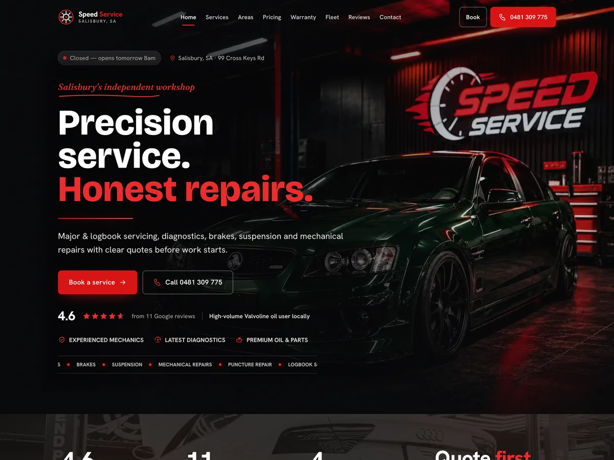 The Speed Service home page