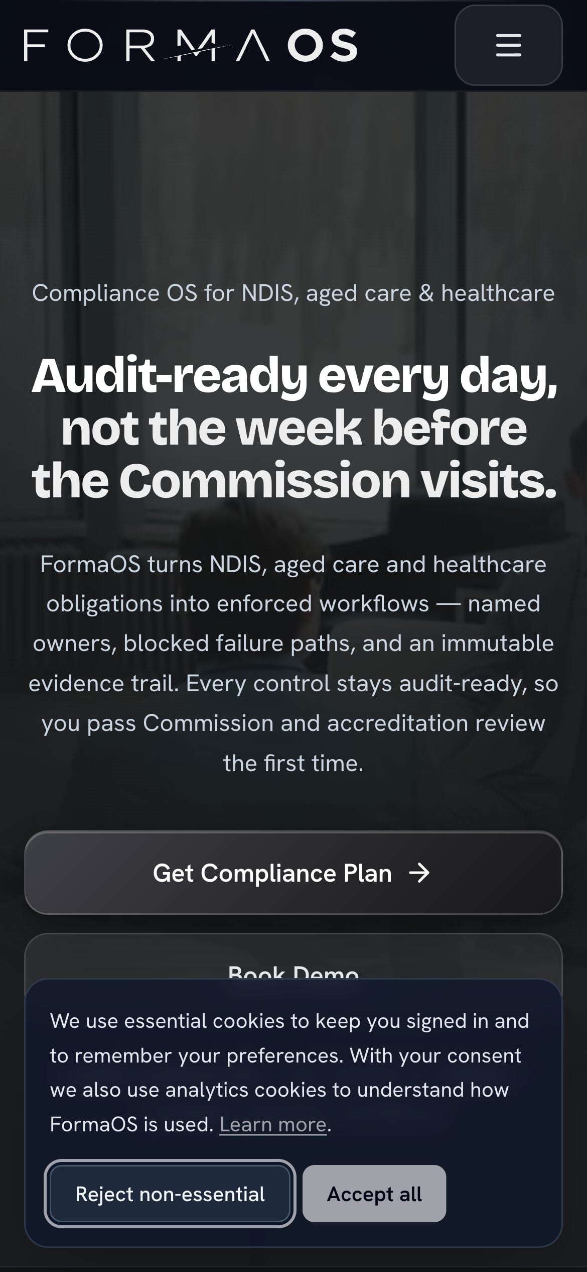 The FormaOS home page on a phone