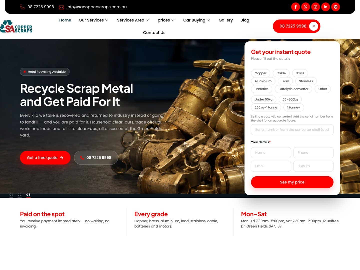 The SA Copper Scraps home page