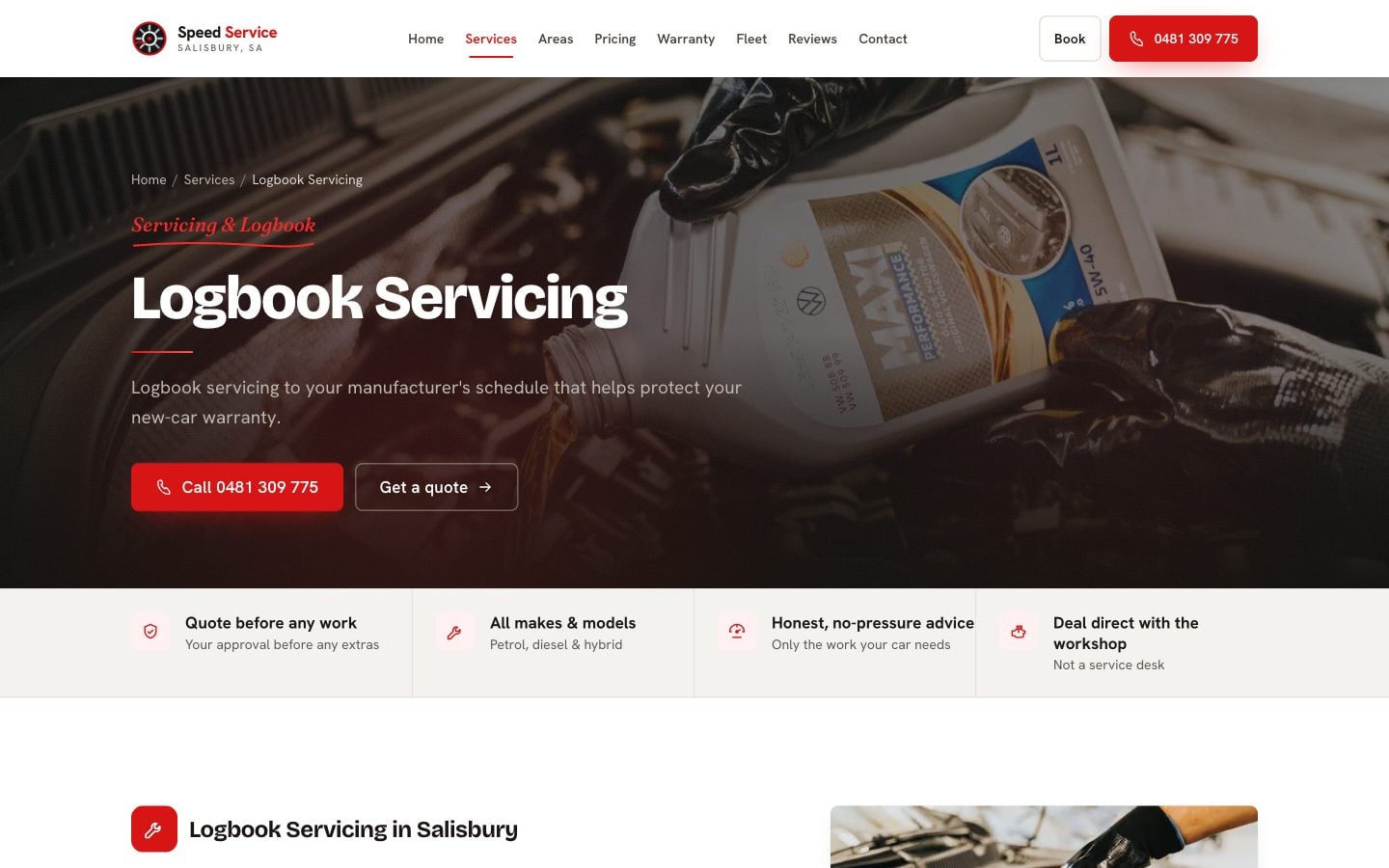 Speed Service: Log book servicing
